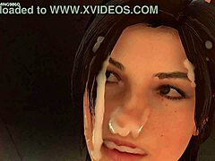 Lara Croft用3D动画片勾引丰满的母亲